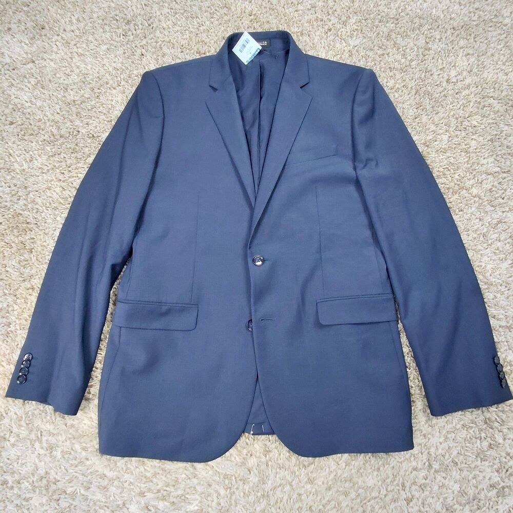 NEW Express Extra Slim Blazer Mens 40R Navy Blue Wool Blend Stretch Two Button